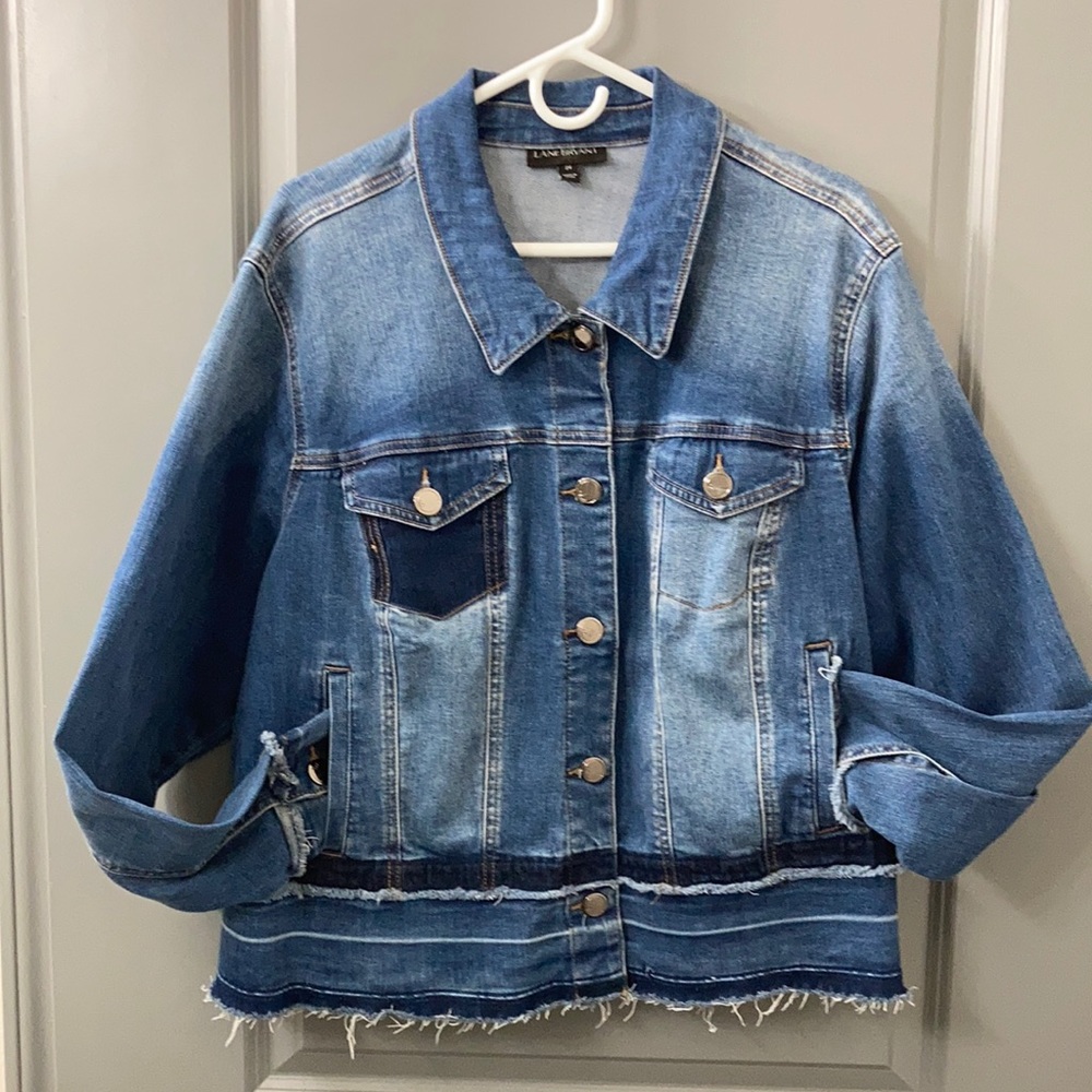 Lane Bryant Deconstructed Denim Jacket size 24
